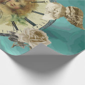 ヴィンテージの女の子の時計腕時計の包装紙 ラッピングペーパー (角)