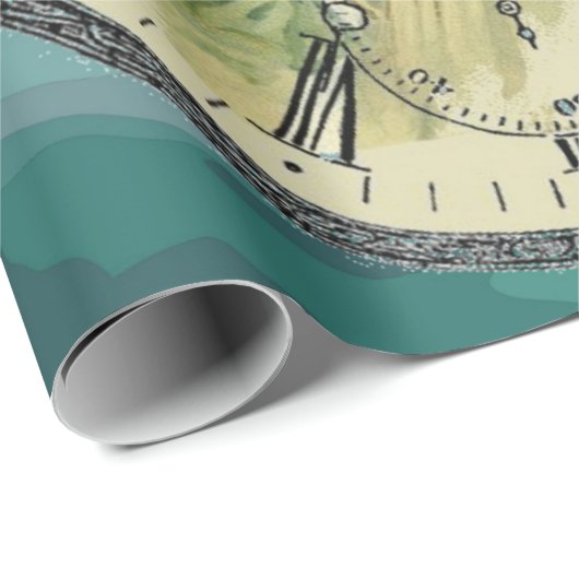 ヴィンテージの女の子の時計腕時計の包装紙 ラッピングペーパー (ロールコーナー)