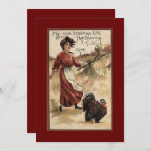 ヴィンテージの女の子の饗宴感謝祭 シーズンカード (正面/裏面)