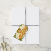 ヴィンテージの女の子ポップ・アートのはクリスマスパイで驚く ギフトタグ (より糸付き)