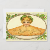 ヴィンテージの女の子ポップ・アートのはクリスマスパイで驚く シーズンカード (正面)