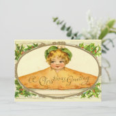 ヴィンテージの女の子ポップ・アートのはクリスマスパイで驚く シーズンカード (スタンド正面)