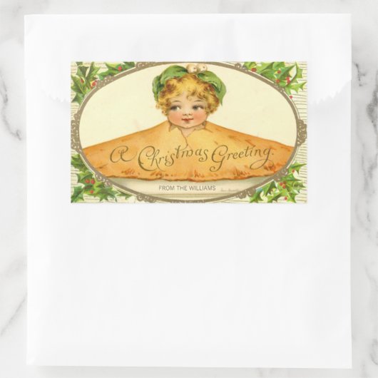 ヴィンテージの女の子ポップ・アートのはクリスマスパイで驚く 長方形シール (バッグ)