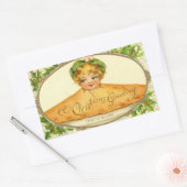 ヴィンテージの女の子ポップ・アートのはクリスマスパイで驚く 長方形シール (封筒)