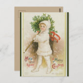 ヴィンテージの女の子(ツリー・クリスマス) ポストカード (正面/裏面)