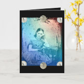 ヴィンテージの女の子、愛されている カード (黄色い花)