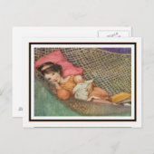 ヴィンテージの女の子Hammock by Jessie Willcox Smith ポストカード (正面/裏面)