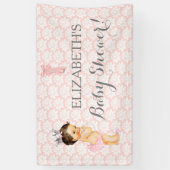 ヴィンテージの女の赤ちゃんのピンクの白及び灰色 横断幕 (縦)