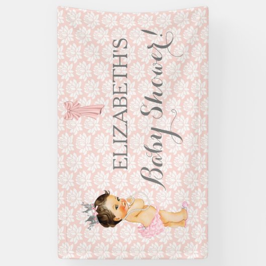ヴィンテージの女の赤ちゃんのピンクの白及び灰色 横断幕 (縦)