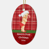 ヴィンテージの女の赤ちゃんの初めてのクリスマスのオーナメント セラミックオーナメント (左)