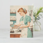 ヴィンテージの女性がイースターエッグを準備 シーズンカード (スタンド正面)