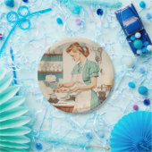 ヴィンテージの女性がイースターエッグを準備 ペーパープレート (パーティー)