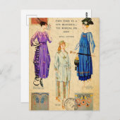 ヴィンテージの女性がパリのファッション服をモデル ポストカード (正面/裏面)