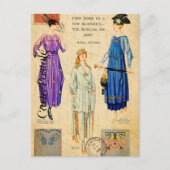 ヴィンテージの女性がパリのファッション服をモデル ポストカード (正面)