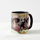 ヴィンテージの女性が煙草を吸い、シャンパンを飲む マグカップ (正面右)