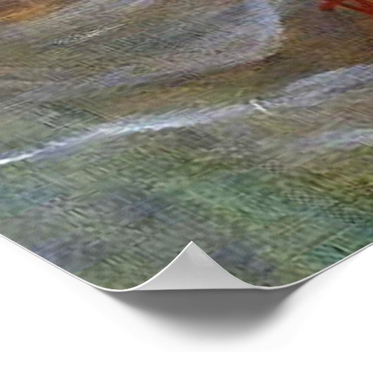 ヴィンテージの女性で赤とオレンジの花を持つ ポスター (角)