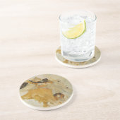 ヴィンテージの女性と彼女の犬コースター コースター (側面)