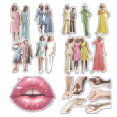 ヴィンテージの女性と手と唇のプランナーステッカー シール (正面)