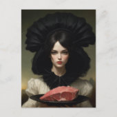 ヴィンテージの女性と生肉の皿 ポストカード (正面)