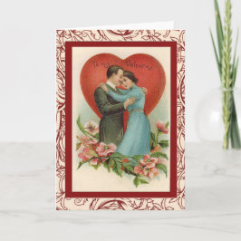 ヴィンテージの女性と男性のバレンタインハート シーズンカード