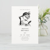 ヴィンテージの女性のエレガント誕生日 招待状 (スタンド正面)