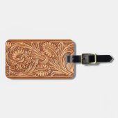 ヴィンテージの女性のカーボーイのファッションの南西革 ラゲッジタグ (正面横)