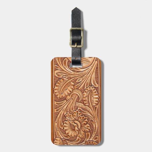 ヴィンテージの女性のカーボーイのファッションの南西革 ラゲッジタグ (正面縦)