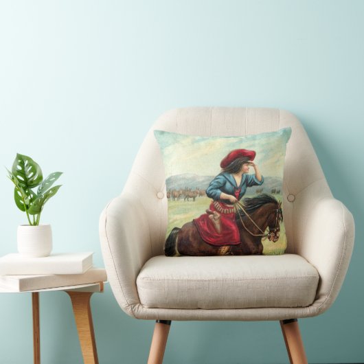 ヴィンテージの女性のカーボーイの枕"地平線の目" クッション (椅子)