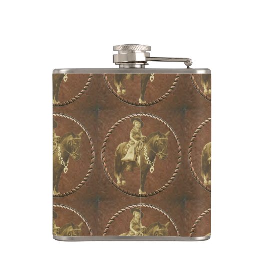 ヴィンテージの女性のカーボーイの西部のウィスキーのフラスコ フラスク (裏面)