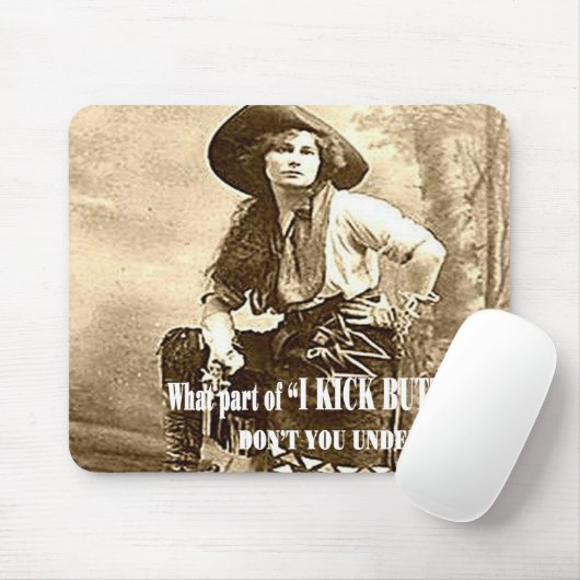 ヴィンテージの女性のカーボーイの"私はお尻"のマウスパッド蹴ります マウスパッド (マウス)