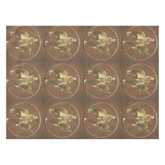 ヴィンテージの女性のカーボーイ テーブルクロス (正面(横))