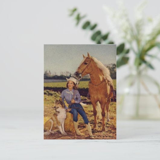 ヴィンテージの女性のカーボーイ ポストカード (スタンド正面)