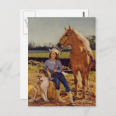 ヴィンテージの女性のカーボーイ ポストカード (正面/裏面)