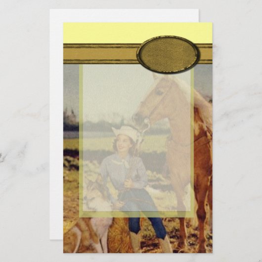 ヴィンテージの女性のカーボーイ 便箋 (正面/裏面)