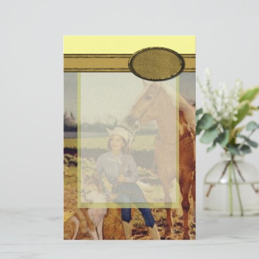 ヴィンテージの女性のカーボーイ 便箋 (スタンド正面)