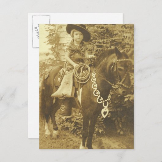 ヴィンテージの女性のカーボーイPOSTCARD/INVITATION インビテーションポストカード (正面/裏面)