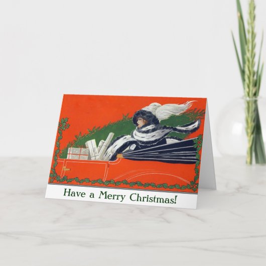 ヴィンテージの女性のクリスマスカード シーズンカード (正面)