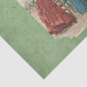 ヴィンテージの女性のドレス緑のデコパージュ 薄葉紙 (詳細)