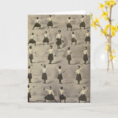 ヴィンテージの女性のフェンシングはメッセージカードを置きます カード (黄色い花)