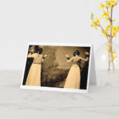 ヴィンテージの女性のフェンシング一続き! フェンシングのメッセージカード カード (黄色い花)