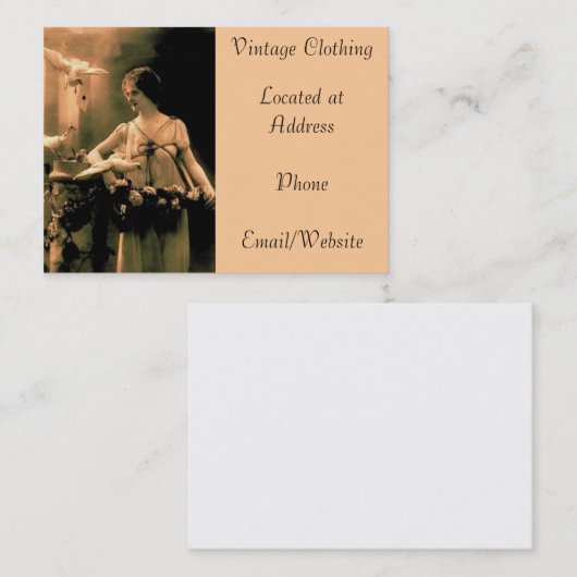 ヴィンテージの女性の古い写真の名刺 名刺 (正面/裏面)