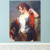 ヴィンテージの女性の売り手と瓶 キャンバスプリント (インサイチュ (ウッドフロア))