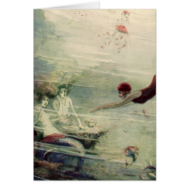 ヴィンテージの女性の飛び込みの水中人魚の海水 (正面)