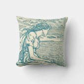 ヴィンテージの女性のSenta愛崖の海のWagnerオペラ クッション (正面)