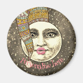 ヴィンテージの女性は月のお洒落冬帽子 マグネット (正面)