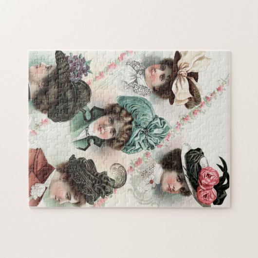 ヴィンテージの女性ファッションのビクトリアンな帽子のパズル ジグソーパズル (横)