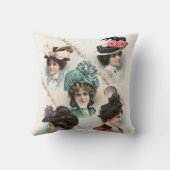 ヴィンテージの女性ファッションのビクトリアンな帽子の枕 クッション (裏面)