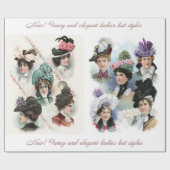 ヴィンテージの女性ファッションのビクトリアンな帽子の紙 ラッピングペーパー (フラット)