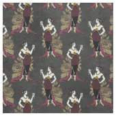 ヴィンテージの女性フランスの、ワインを黒に塗る ファブリック (見本)