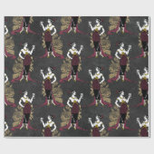 ヴィンテージの女性フランスの、ワインを黒に塗る ラッピングペーパー (フラット)